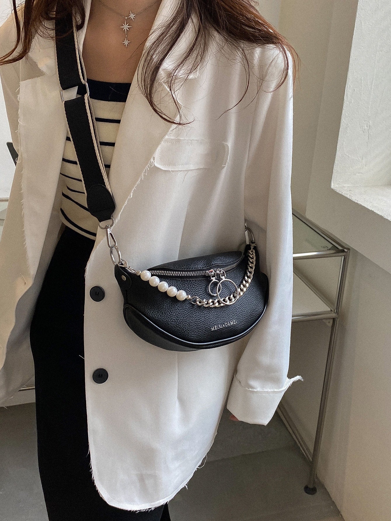 Mini Litchi Embossed Crossbody Bag, Textured Shoulder Bag, Women's